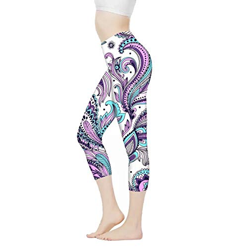 Afpanqz Ethnic Floral High Waist Leggings For Women Athletic Pants Tummy Control Butt Lift Activewear Workout Yoga Stretch Capri Plus Size Legging Women Small Purple #TOP20