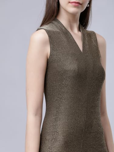 Image of Tokyo Talkies Women's Sleeveless V-Neck Solid Dresses | Stylish Dresses | Party Dresses