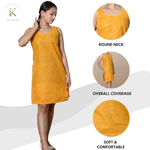 Image of KASANI Women's Camisole Cotton Long Knee-Length Sameej /Slip /Inner, Sleeveless, Pack of 2