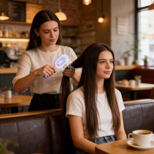 Cepillo de aire eléctrico y recargable para control de encrespamiento en cabello corto y largo 3