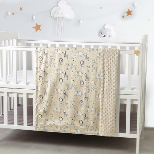 Image of CREVENT Cozy Soft and Warm Mink Baby Blanket, Gift Packing with Ribbon for Newborn Infant Toddler's Crib Cot Stroller, for All Season Use (30 inchX40 inch Zoo)