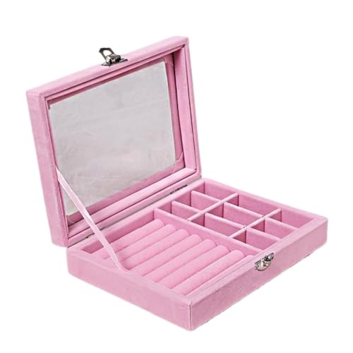 Boîte à bijoux en flanelle élégante avec couvercle anti-poussière pour ranger vos bagues