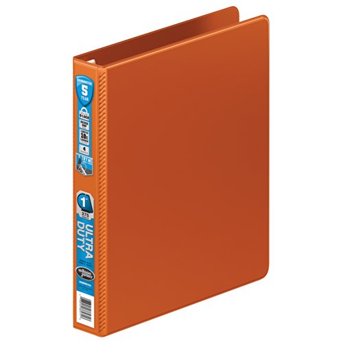 Wilson Jones Ultra Duty D-Ring Binder with Extra Durable Hinge, 1-Inch, Dark Orange (W876-14-159)