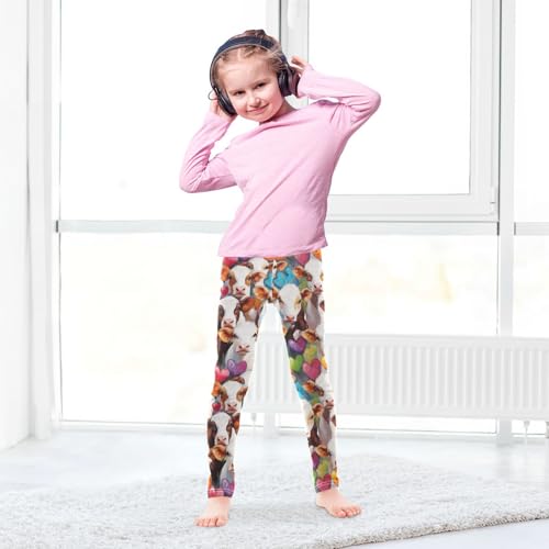 Wusikd Cute Calves Girls' Leggings Toddler Doodles Kids Yoga Pants Dance Active Tights 4T4
