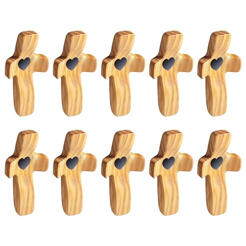 Image of Olive Wooden Cross Fidget for Pocket Prayers Comfort Stress Relief Cross for Clutching, Clinging(Olive 10pcs)