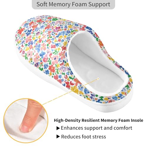 JUNZAN Iceland White Beauty Summer Flowers Cotton Slippers for Men Comfortable Memory Foam Travel Slippers for Outdoor Funny Presents 6-72