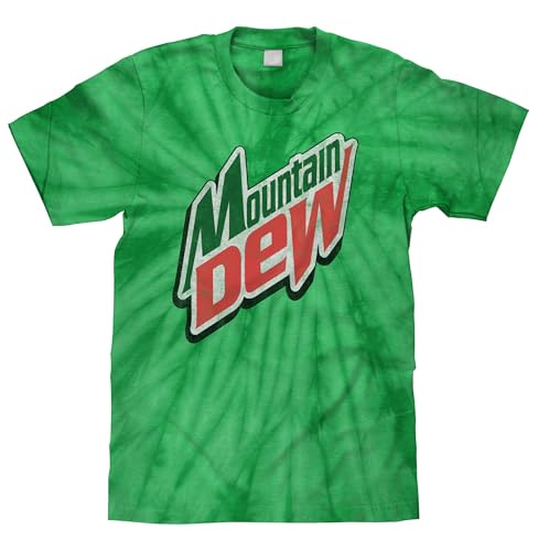 Tee Luv Men's Faded Mountain Dew T-Shirt - Retro MTN Dew Soda Tie Dye Shirt, Spider Kelly, M