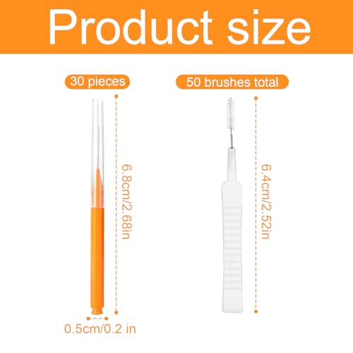 Image of 80pcs Shower Head Cleaner Picks Tools, Including 30 Cleaning Brushes & 50 Showerhead Hole Brushes Practical Unclogger Tools for Small Holes Sink Gaps (Orange, White)