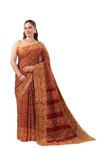 Image of TAMAIRA FASHION Mulmul Pure Cotton Saree For Woman Batik Printed |Office Wear Daily Wear Sarees For Women Without Blouse Piece(Available in 10 Colours)