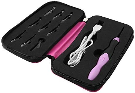 Jiawu 9 in 1 LED Crochet Hooks Set with Rechargeable Flashlight for Crocheters, 2.5mm to 6.5mm Sizes, Pink Case - 3