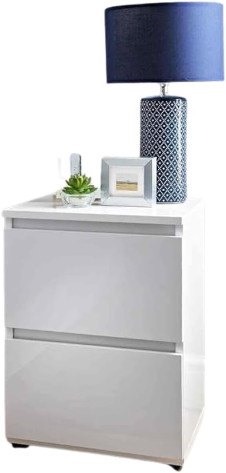 White Chest of Drawers Bedroom 2 Drawer bedside cabinet Modern Slim Side Storage Display Cabinets Nightstand Bedside table furniture