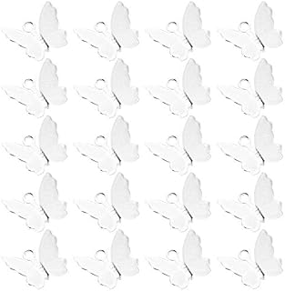 Milisten 50pcs Butterfly Charms Alloy Butterfly Pendant Bracelet Pendant Charms for Jewelry Necklace Bracelet Earring Crafting Accessory Silver