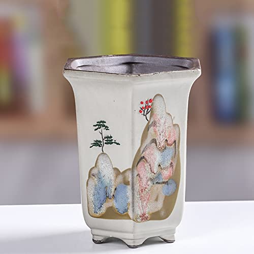 Jardinière peinte à la main pour intérieur et extérieur en céramique blanche ronde