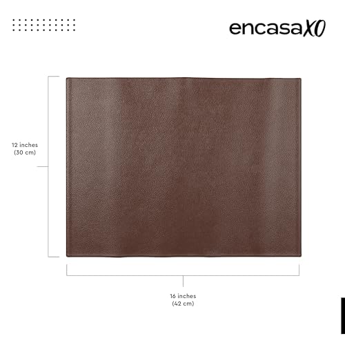 Image of Encasa XO Leather Dining Table Mats Set of 4 | Water Repellent & Heat Resistant Dining Table Mats | Washable & Easy to Clean Placemats for Kitchen Decor - 42x30 cm (Chocolate)