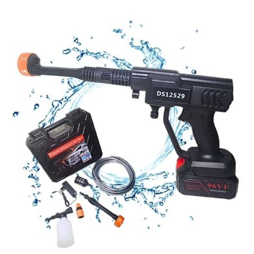Mini Lavadora de Alta Pressão Portátil Sem Fio Com Mangueira de Bocal Ajustável Lava Jato Super Bateria