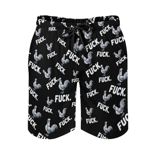Funny Chicken Rooster Fuck Mens Swim Trunks Quick Dry Beach Swimming Shorts with Mesh Lining and Pockets3