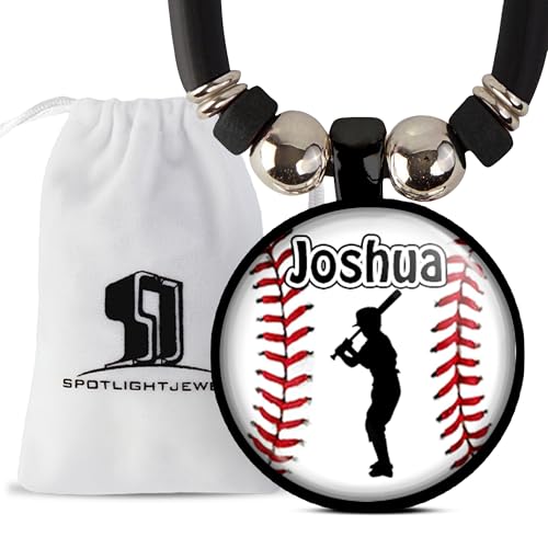 FANPLIMENTS Personalized Baseball Necklace for Boys - Custom Name Jewelry, Baseball Pendants & Charms, Unique Gifts for Boys, Perfect Game Day Accessories (Baseball Boy Batter)