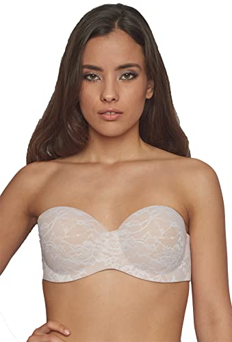 SPI LOVELY IDEAS - Sujetador Adhesivo Fantasy Lace Bra, Sin Tirantes, Efecto Push Up, con Encaje, Color Blanco, Talla 90, Copa B Cover