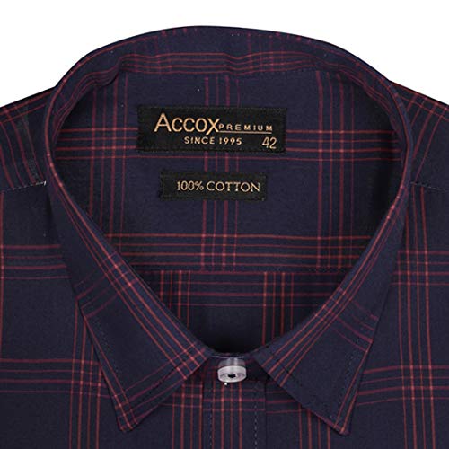 Image of ACCOX Men's Breathable Cotton Half Sleeves Checkered Regular Fit Shirt (GCR480)