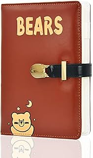 Lirener Secret Diary Notebook with Heart Shaped Lock and Key, A5 Size PU Leather Journal Notebook With Heart Padlock, Lockable Travel Diary, Christmas Birthday Gift for Girls Kids, 145x210mm