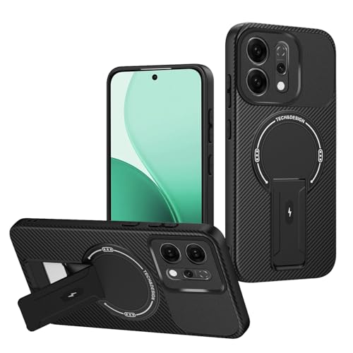 Jiajihua Case Compatible with Oppo Reno14 Pro Camera Protection Magnetic Kickstand Bracket 2 in 1【TPU+PC】 Drop Shockproof Black
