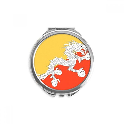 Miroir de poche drapeau du Bhoutan pour retouches maquillage en voyage