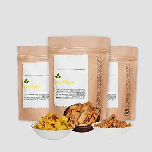 Evolve Healthy Indian Snacks Pack of 3 Mean Beans Combo | Chatpata Rajma Chips | SOYA Corn Chips | Gur Chana | All Natural Beans | Vacuum Cooked | Immunity Boosting | Guilt Free Snacking |