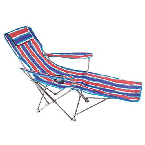 YKJL Fishing Chairs With Footrest Camping Adjustable Backrest Light Beach Chair Heavy Duty With Cup Holder Outdoor Hiking Folding Chair- Red Blue