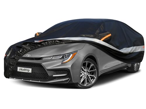 Image of 10 Layers Sedan Car Cover Waterproof All Weather for Automobiles,100% Waterproof Outdoor Car Covers Rain Snow UV Protection. Custom Fit for Honda Civic, Toyota Corolla, Hyundai Elantra,etc