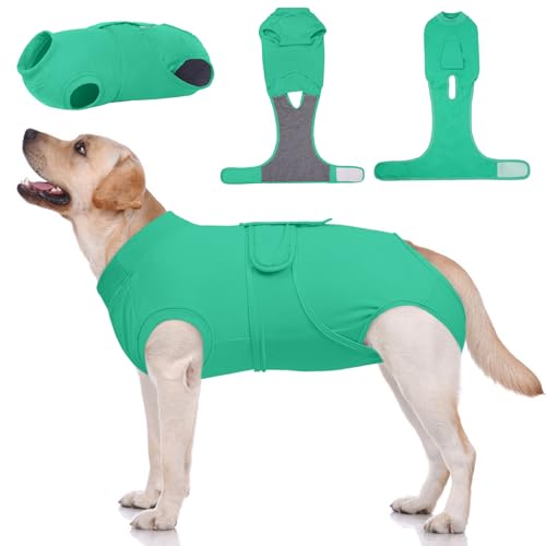 Kuoser Dog Surgery Suit Female Spay, Dog Recovery Suit Male Neuter, Puppy Clothes Onesie for Surgery Anti Licking Abdominal Wounds Pet Surgical Recovery Bodysuit Shirt, Substitute E-Collar & Cone