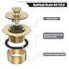 Brushed Gold Bathtub Drain Bath Tub Trim Set Conversion Kit Assembly, All Brass Lift and Turn Twist Tub Drains Replacement Trim Kit with Two-Hole Overflow Faceplate