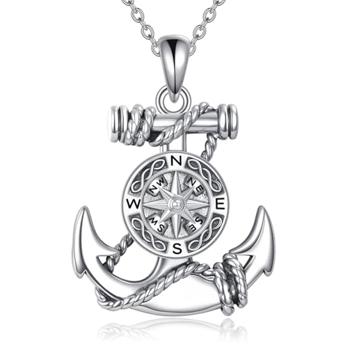Pendentif boussole nautique pour homme collier marin argent 925