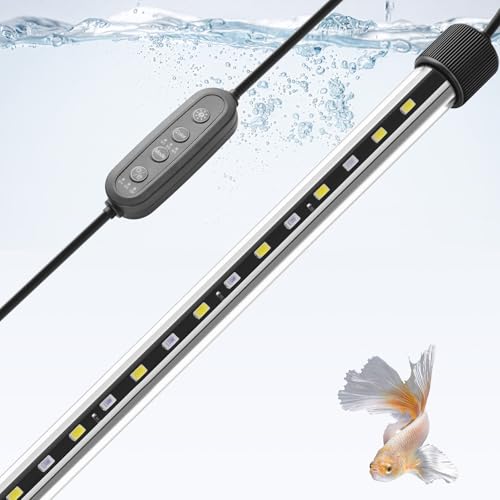 FEDOUR 58CM Unterwasser Aquarium Beleuchtung, 24/7 Mode Aquarium Lampe mit Weiß&Blau&Weiß-Blau 3 Lichtmodi, 10 Helligkeitsstufen, Timer, IP68 Wasserdichte Aquarium Licht