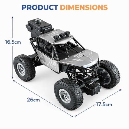 Image of Braintastic Rock Climbing RC Cart Off-Road Rock Crawler Truck Vehicle 2.4ghz 2wd 1: 20 Radio Remote Control Car Toys for Kids 5+ Years (Rock Crawler 1:16 Grey)