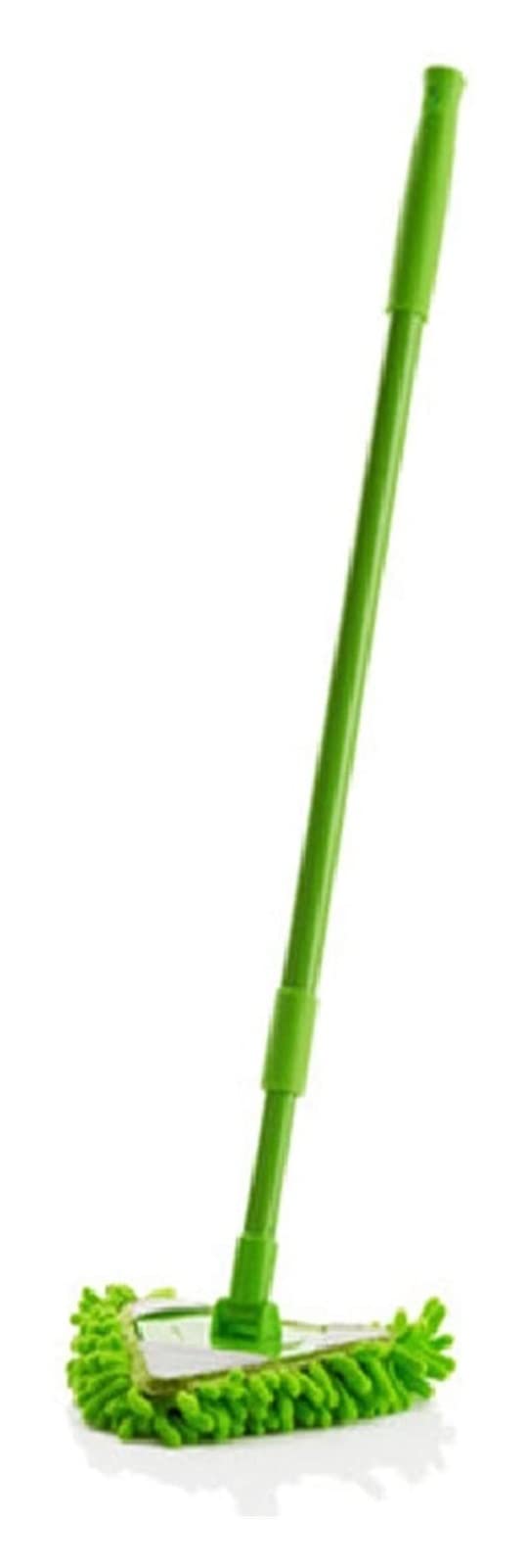 Wet and dry mop Household Chenille Triangle Mop, Retractable(Green)