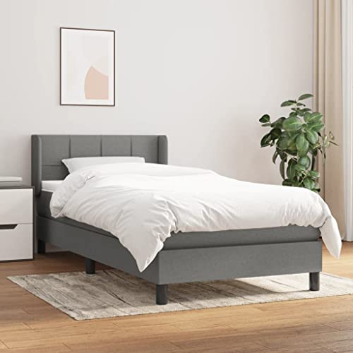OHOOWOO Boxspringbett mit Matratze Dunkelgrau 80x200 cm Stoff,Deluxe Boxspringbett mit verstellbarem Kopfteil und Taschenfederkernmatratze für erholsamen Schlaf