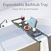 Bathtub Tray Table - Collapsible & Adjustable Bathtub Caddy | Space-Saving Folding Bath Tub Tray | Natural Wood, Bathtub Accessories | Unique Gifts for Women or Men (Gray Bamboo)
