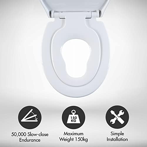 Aqualona Thermoplast Family Toilet Seat - Adult and Kid Friendly with 360 Degree Adjustable Hinges - Ideal for Potty Training Toddlers and Small Children