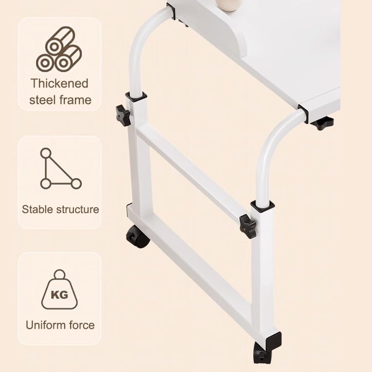 Table d'ordinateur Portable de lit à roulettes, Table de lit réglable, Bureau Mobile, Ordinateur de Chevet pour Chambre d'hôpital/hôpital