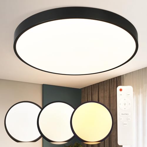 muyuua Deckenlampe LED Deckenleuchte Badezimmer - Dimmbar mit Fernbedienung Badezimmerlampe flach Ø22CM 18W deckenleuchten rund RGB Küchenlampe Flurlampe IP54 für wohnzimmer Bad schlafzimmer