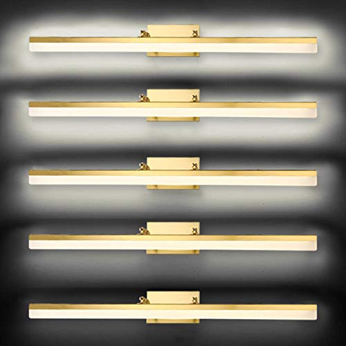 Bdl Adjustable Dimming Led Bathroom Vanity Light Fixture Cabinet Wall Brushed Brass White Light 4000K Acrylic For Makeup Bathroom Lighting （Dimmable 24In 18W #TOP2
