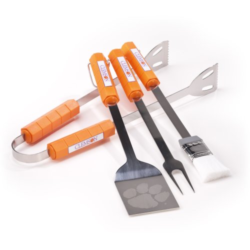 Clemson Tigers NCAA 4-Piece Stainless Steel BBQ Set