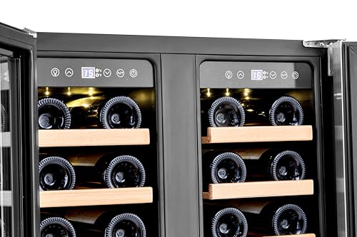 Honeywell 36 Bottle Dual Zone Compressor Wine Cooler Refrigerator, Large Freestanding Wine Cellar For Red, White, Champagne or Sparkling Wine, Digital Temperature Control, Stainless Steel on Fridge.com