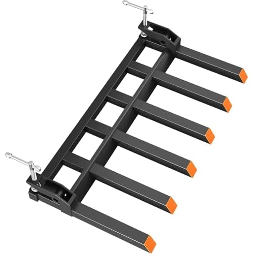 Garvee Heavy Duty Clamp On Debris Forks for 60 in Tractor Bucket, 4400 LB Capacity, Quick Attach 6 Tines Pallet Forks, Rust Resistant for Farm, Warehouse, Black 6Forks-58Inch