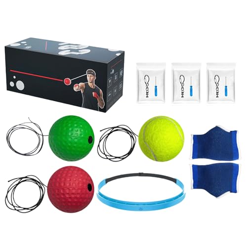 Pelota reflectante de boxeo con juego de diadema, equipo de boxeo portátil para el hogar, pelota de entrenamiento de boxeo con cinta para la cabeza, para principiantes, adolescentes, hombres, mujeres