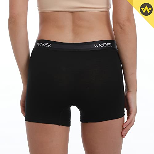 Wander Womens Boxer Briefs Underwear Anti Chafing Soft Stretch Boy Shorts Panties For Ladies 3" Inseam 2 Pack(Large,Black) #TOP4