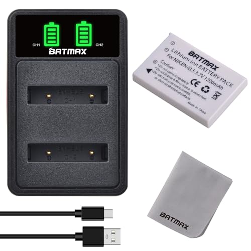 Batmax EN-EL5 Battery and USB Battery Charger for Nikon COOLPIX P530 P520 P510 P500 P100 P90 P80 P6000 5000 P5100 P4 P3 S10 7900 5900 5200 4200 3700