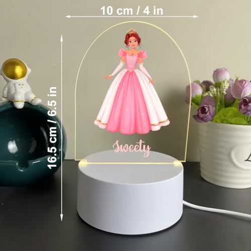 Image of SNAPTRAP LED Name Light Customized for Girls | Personalized Princess Acrylic Night Lamp with Custom Name | Fairy, Ballerina & Royal Dress Designs | USB Nursery Night Light Gift (Dreamy Pink)