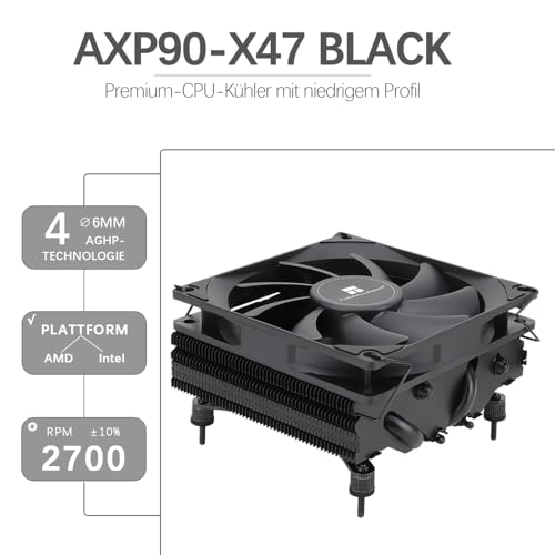 Refroidisseur de cpu thermalright axp90 x47 noir bas profil pour eviter la surchauffe pc itx - 2
