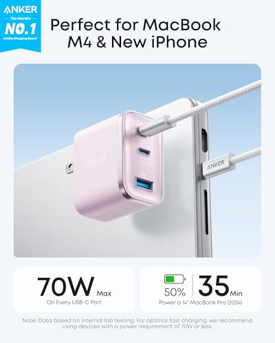Anker Nano 70W Max 3-Port Fast Charger USB C, Type C Charger Fast Charging - Image 3